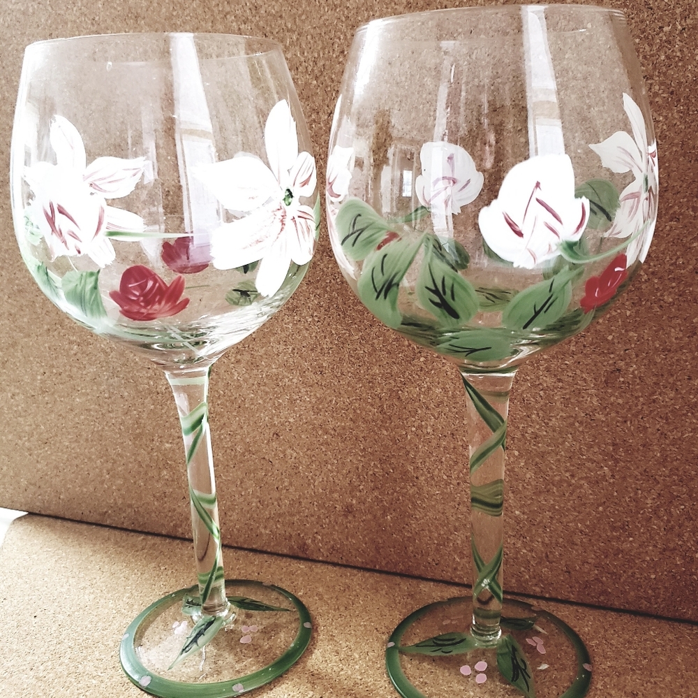 Hand painted wine glasses